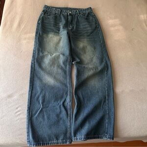 Wide Fit Baggy Jeans Medium Wash size M (32)